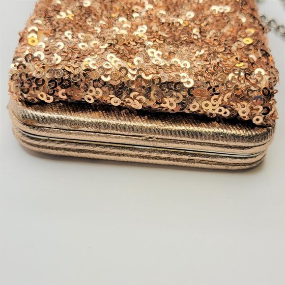 NINE West Champagne Gold Crossbody Purse Credit Card Purse Evening Wristlet - Picture 15 of 16